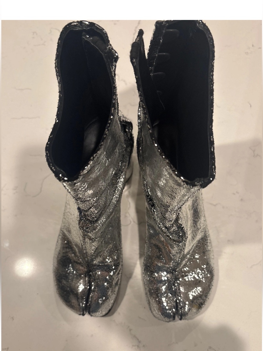 Margiela leather silver crackle tabi boots size 39 - Picture 4 of 13